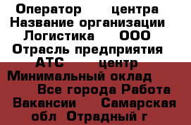 Оператор Call-центра › Название организации ­ Логистика365, ООО › Отрасль предприятия ­ АТС, call-центр › Минимальный оклад ­ 15 000 - Все города Работа » Вакансии   . Самарская обл.,Отрадный г.